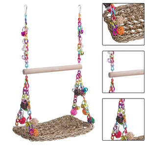 Bird Toy Parrot Toy Hammock Swing Rattan Ball Color Chain Double Layer Swing