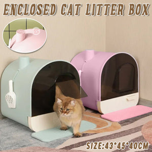 Fully Enclosed Cat Litter Box Large Litter Box with Drawer Cat Toilet Tray