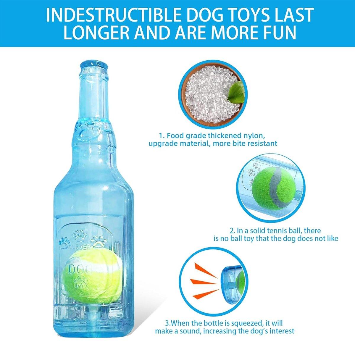 Durable Pet Teething Resistant Tennis Ball Wine Bottle Chew Toy for Dogs Play