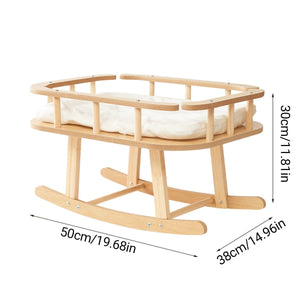 Wooden Cat Bed Simple Rocking Pet Bed Elevated Sleeping Furniture