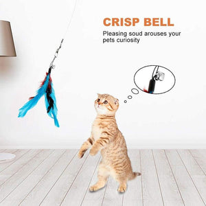 12pcs Interactive Cat Toy Feather Teaser Rod