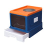 Foldable Enclosed Kitty Litter Box with Drawer for Cats