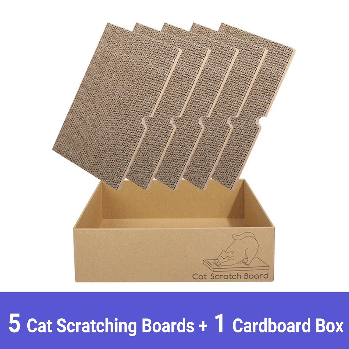 Cat Scratching Boards with Cardboard Box - 5 Pieces Set