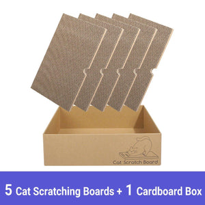 Cat Scratching Boards with Cardboard Box - 5 Pieces Set