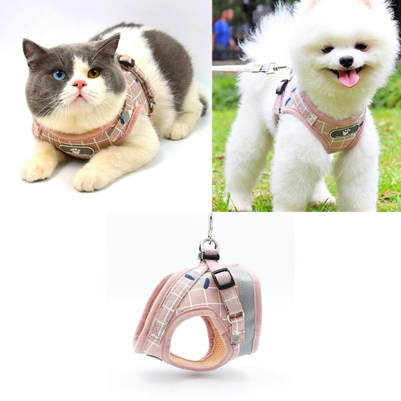 Adjustable Mesh Pet Vest Harness & Leash - Cat Dog Kitten Walk Collar