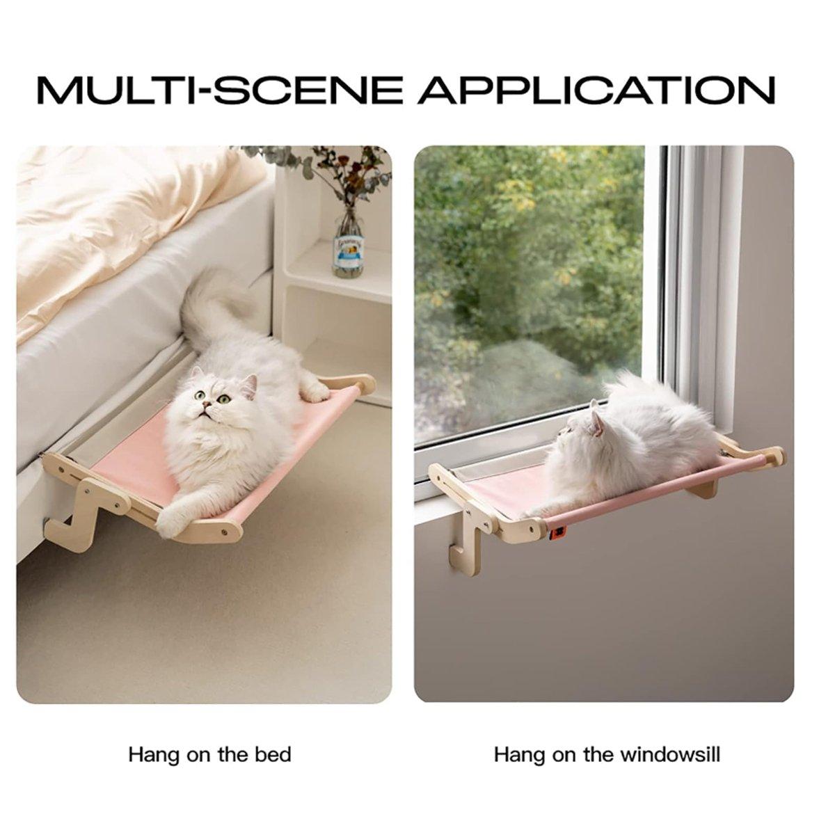 Durable Solid Wood Window Hanging Cat Hammock