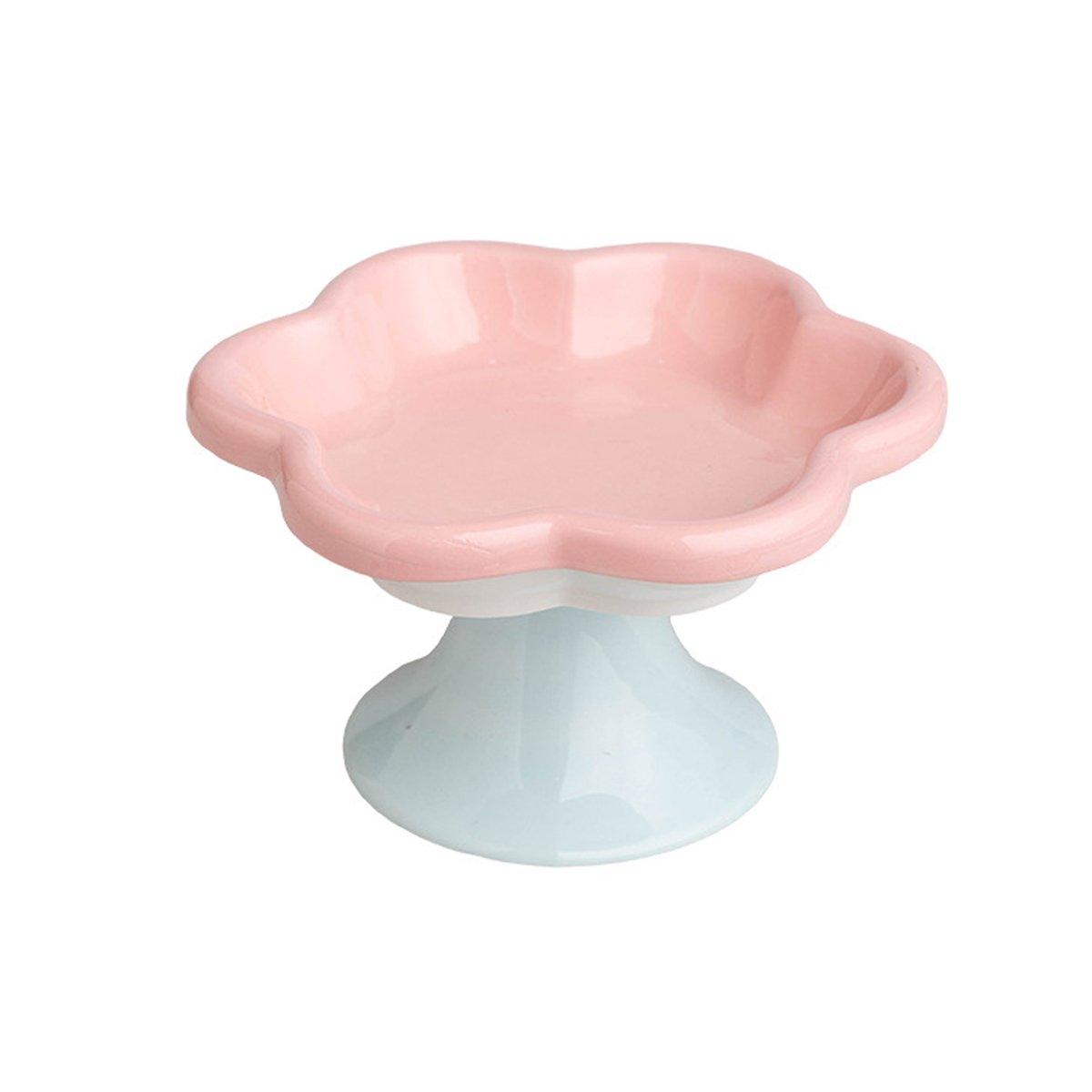 Elevated Ceramic Cat Bowl  Anti-Knock Flower-Shaped Dish for Cats & Small Pets