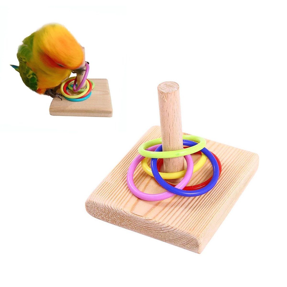 Parrot Chew Toys Interactive Bird Training Rings Set Pet Bird Intelligence Toys