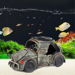 Aquarium Rocks Aquarium Decoration Resin Car Wreck Fish Shrimp Escape House