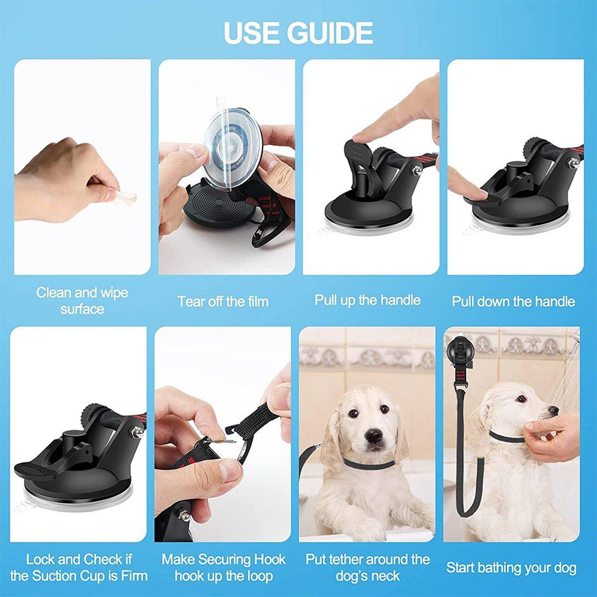 Pet Bath Holder with Suction Cup and Grooming Table Lanyard