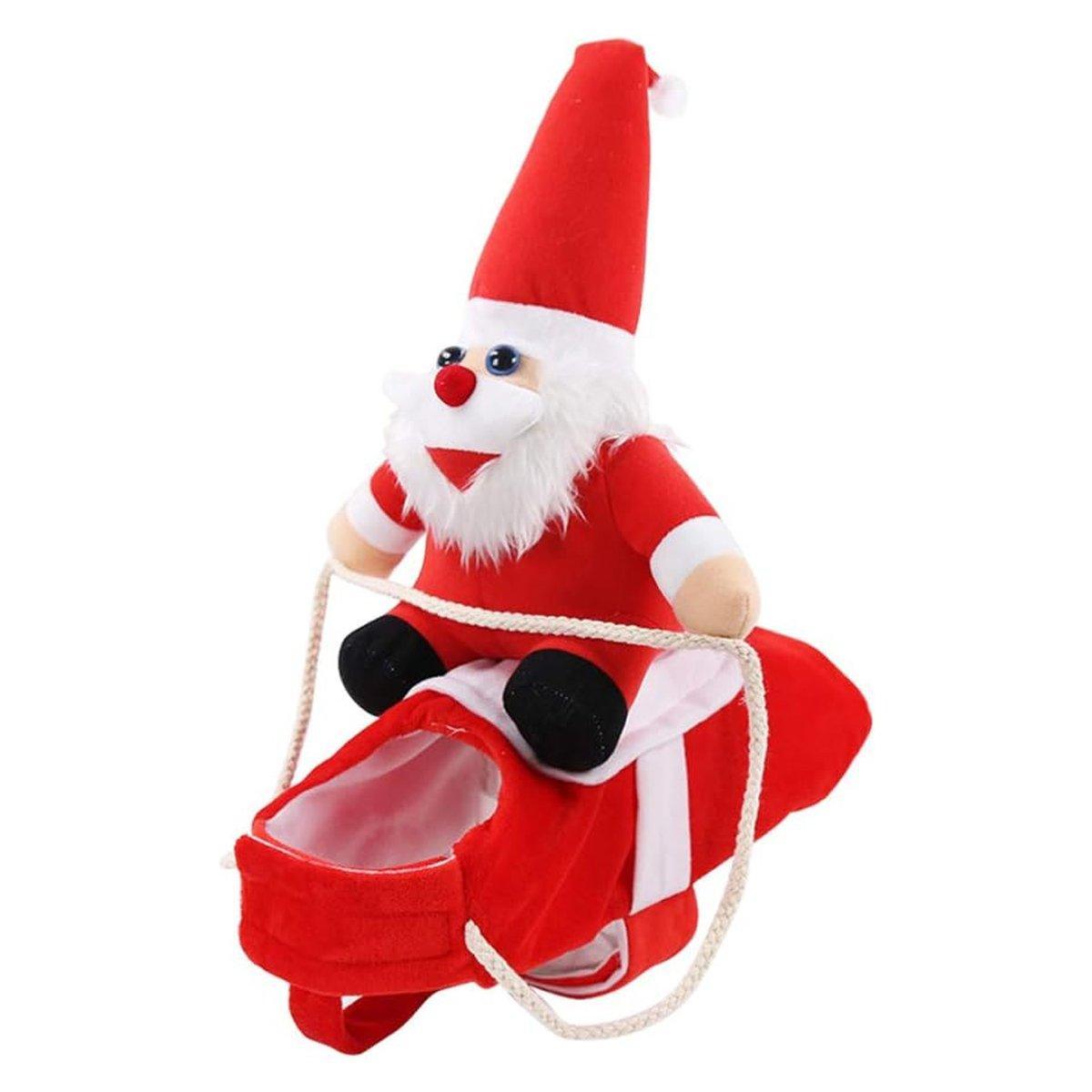 Santa Claus Pet Costume Dog Cat Funny Riding Suit Christmas Holiday Outfit Wear