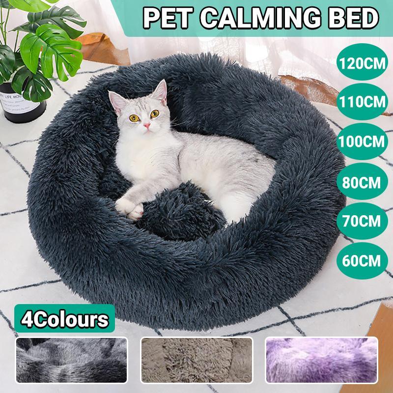 Cat Bed Pet Bed Dog Donut Nest Calming Deep Sleeping Soft Plush Kennel Washable