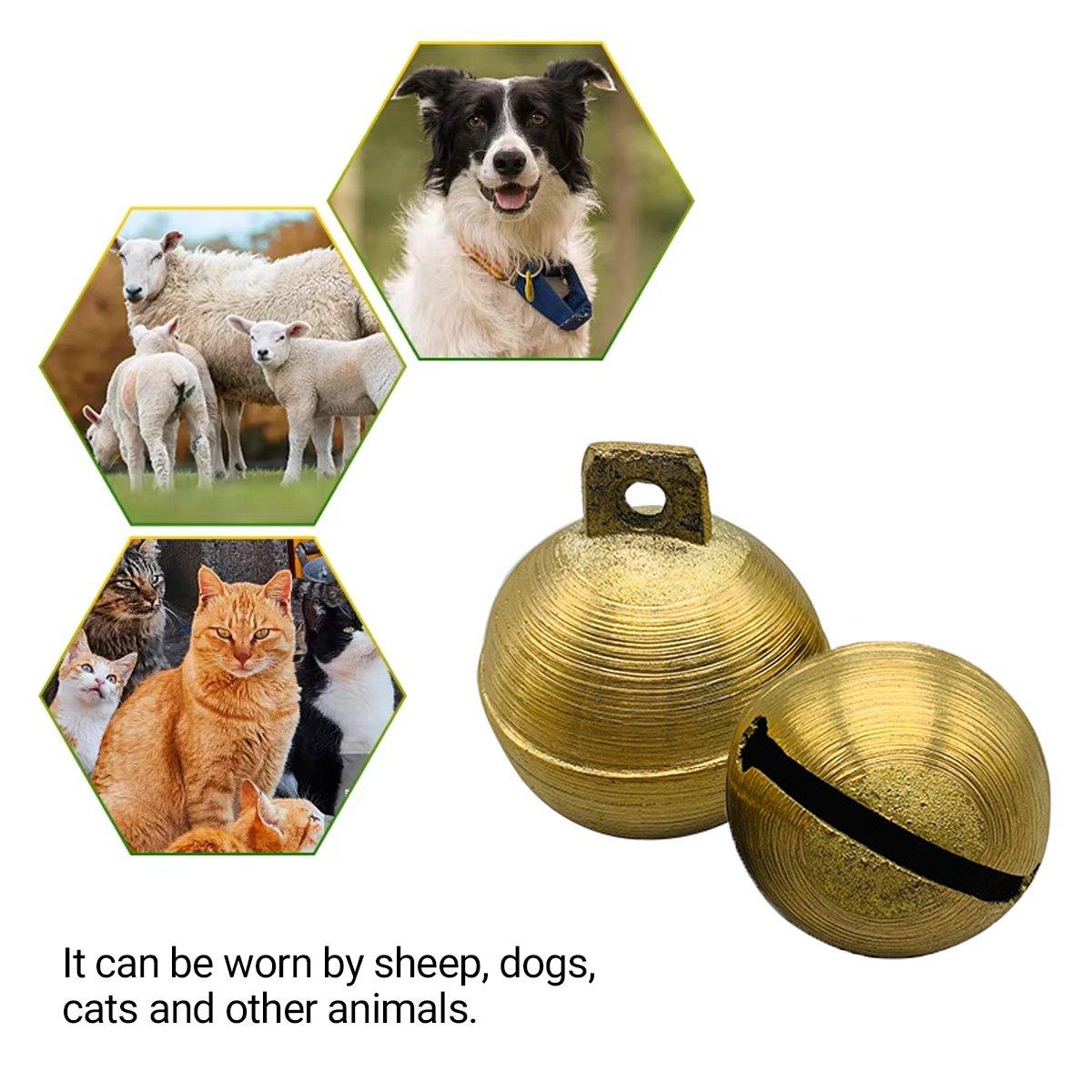 2PCS Durable Brass Animal Bells Loud Tracking Bells for Cows Dogs & Pets