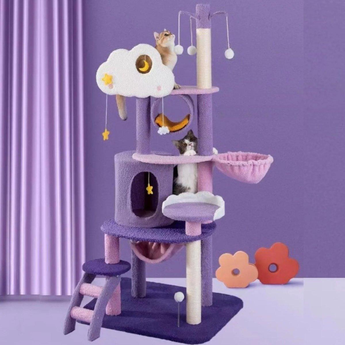 Starry Sky Cat Tree Durable Multi-Level Cat Tower with Sisal Posts