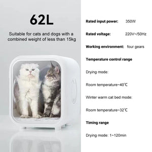 Smart 62L Pet Hair Dryer Box - Automatic Dryer for Cats and Small Pets