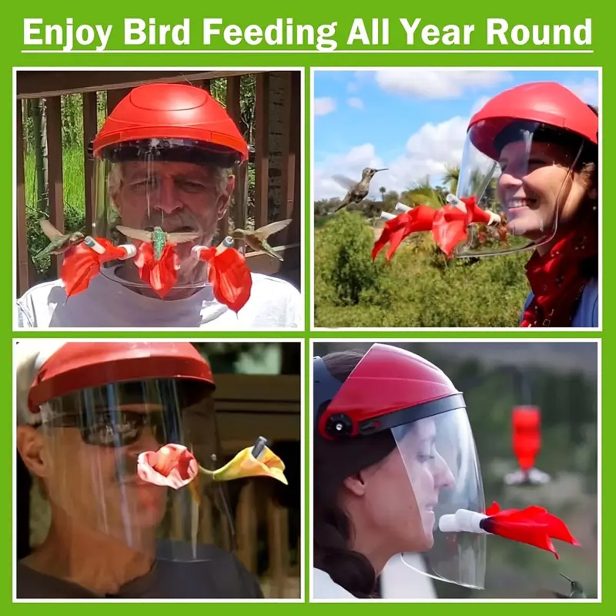 Interactive Hands-Free Hummingbird Feeder Helmet