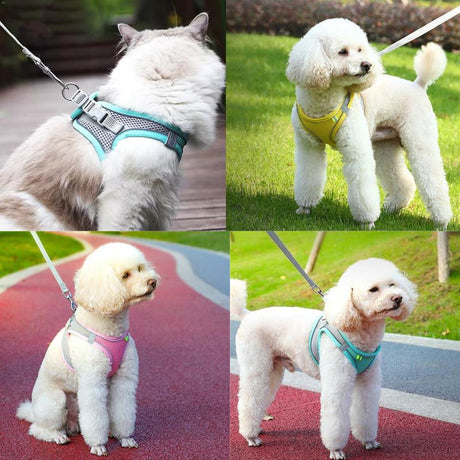 Pet Dog Harness Adjustable Reflective Breathable Outdoor Collars Strap Cat Leash