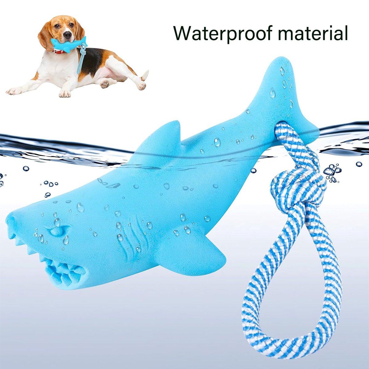 Interactive Dog Chew Toy Blue Shark Floating Pet Toy