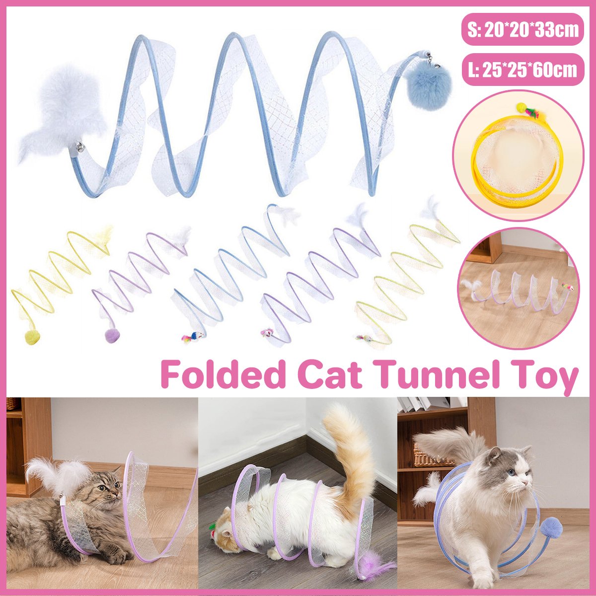 Durable Cat Toy Bundle with Collapsible Tunnel