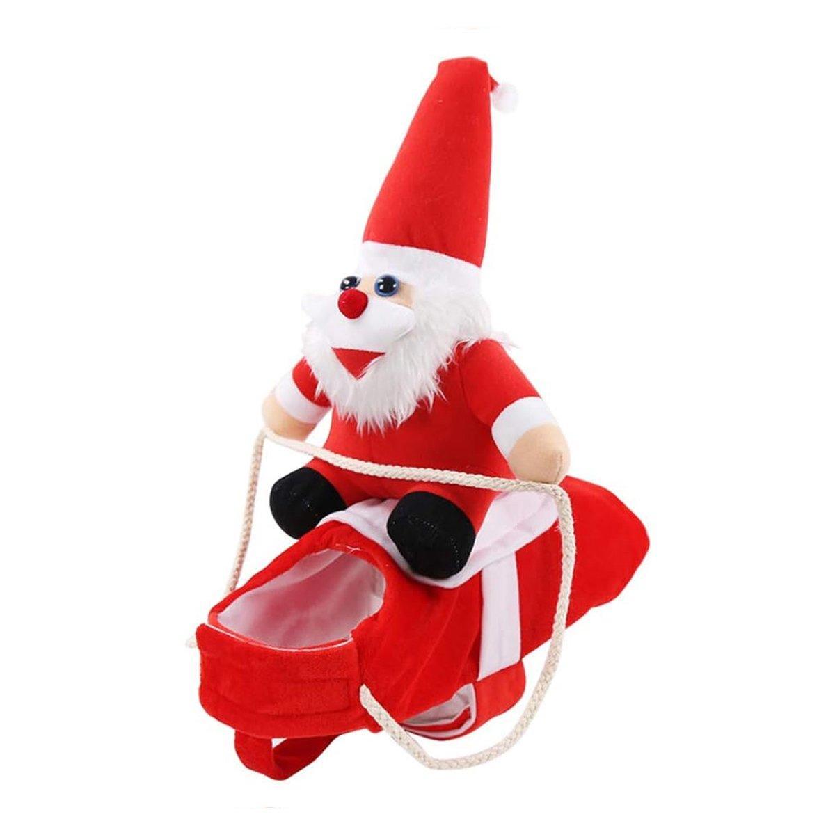 Santa Claus Pet Costume Dog Cat Funny Riding Suit Christmas Holiday Outfit Wear