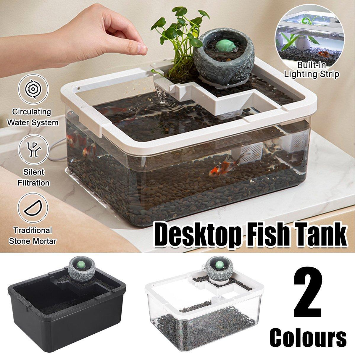 Tabletop Aquarium Landscape Fish Ecological Filter Feeding Basin for Home Decor