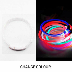 USB Rechargeable LED Dog Collar Night Glow Flashing Light Up Safety Pet Collars