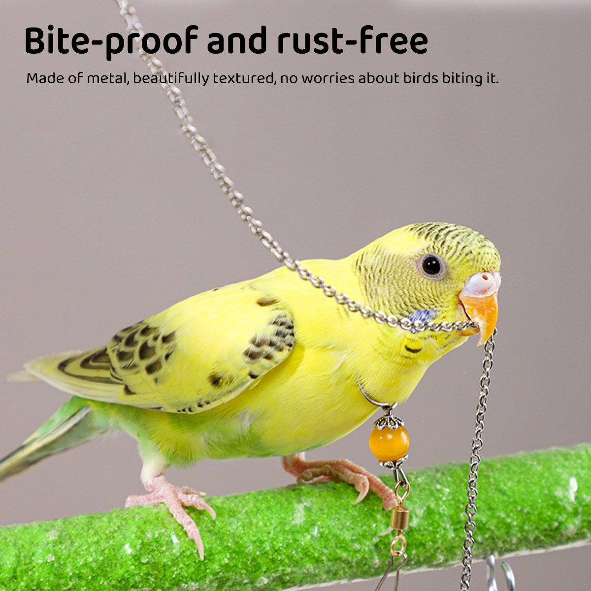 Adjustable Parrot Collar with Opal Necklace and Stainless Steel Chain