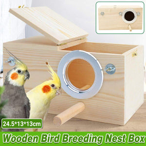 Right Opening Wooden Breeding Box for Parrots Durable & Spacious Design