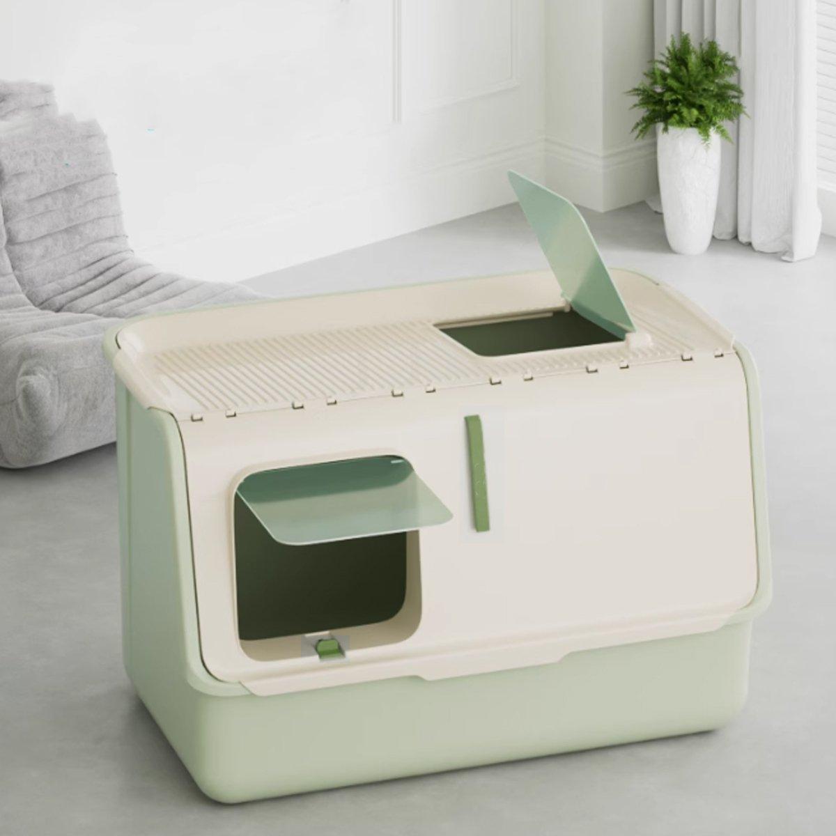 Fully Enclosed Cat Litter Box with Odour Control Adjustable Entry & Large Capacity