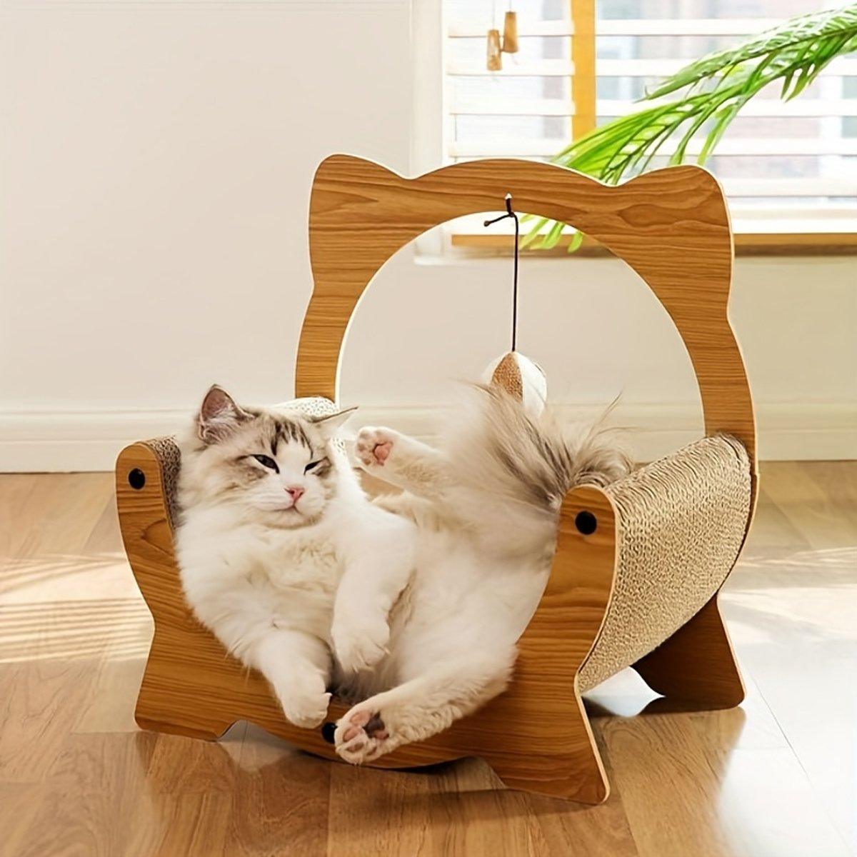 Cradle Cat Nest 2-in-1 Cat Scratcher and Lounge with Hanging Toy