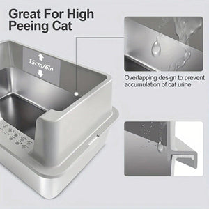 Stainless Steel Cat Litter Box Leak-proof Sand Large Space Litter Box