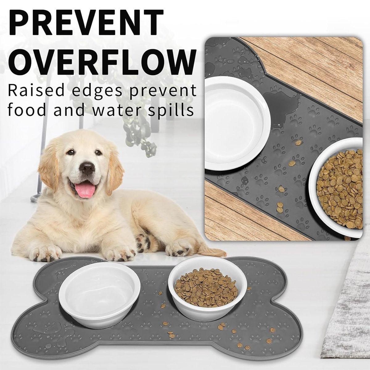 Silicone Pet Feeding Food Mat Bone Waterproof Non-slip Cat Dog Bowl Placemat Dish