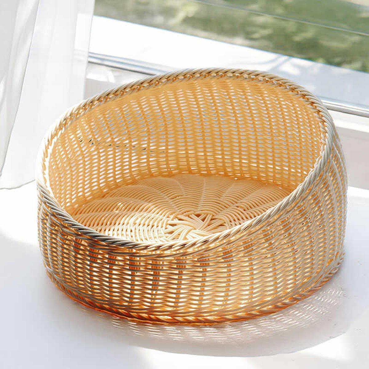 Rattan Cat Bed Open Cat House Summer Bed for Cats Pet Supplies