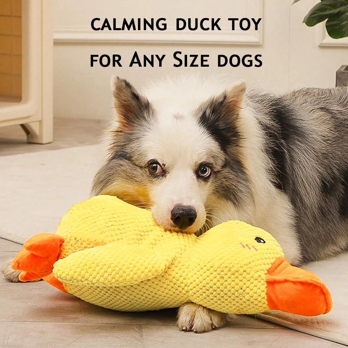 Plush Squeaky Duck Dog Toy for Anxiety Relief and Playtime Fun