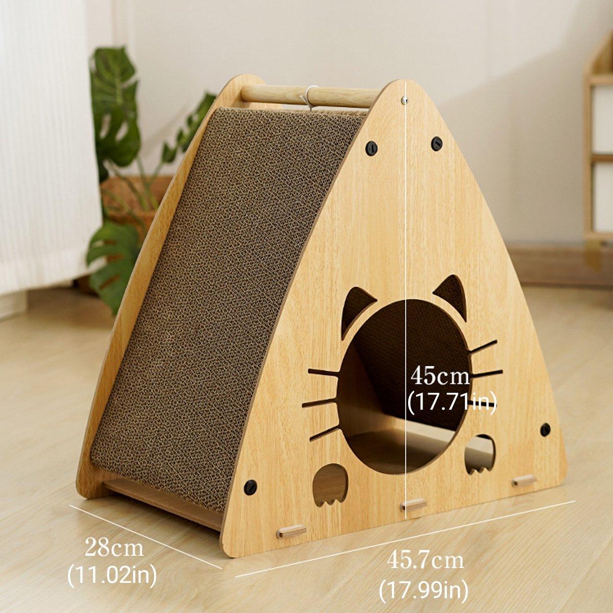 Wooden Triangle Cat Scratching Board Cat Nest 2in1 Claw Sharpening Cat Toys