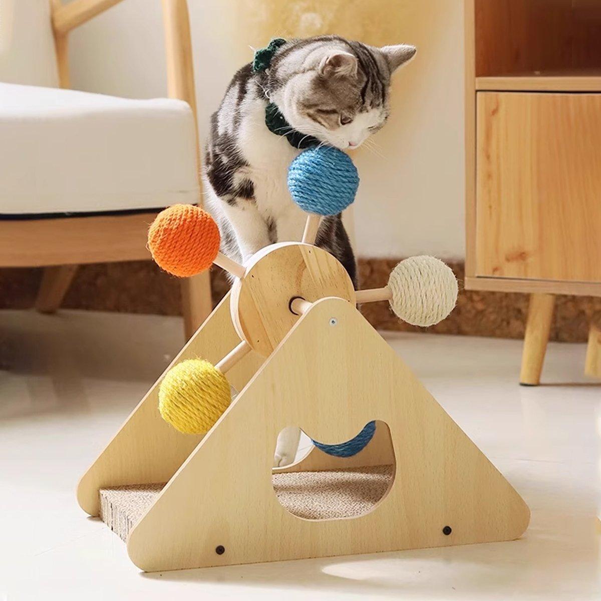 Ferris Wheel Cat Scratching Board With Sisal Balls for Play and Exercise