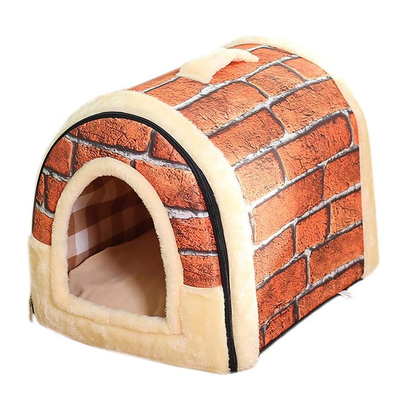 Pet Dog House Kennel Soft Igloo Beds Cave Cat Puppy Bed Doggy Warm Cushion Fold