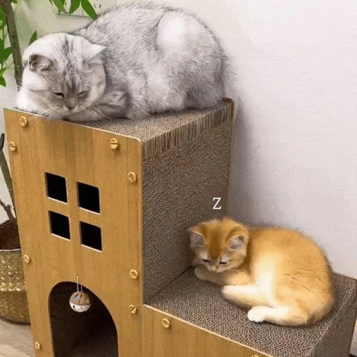 Multi-Function Cat Villa Double-Layer Cat House with Scratching Post