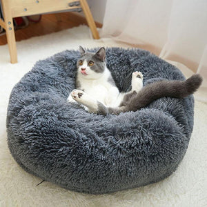 Cat Bed Pet Bed Dog Donut Nest Calming Deep Sleeping Soft Plush Kennel Washable