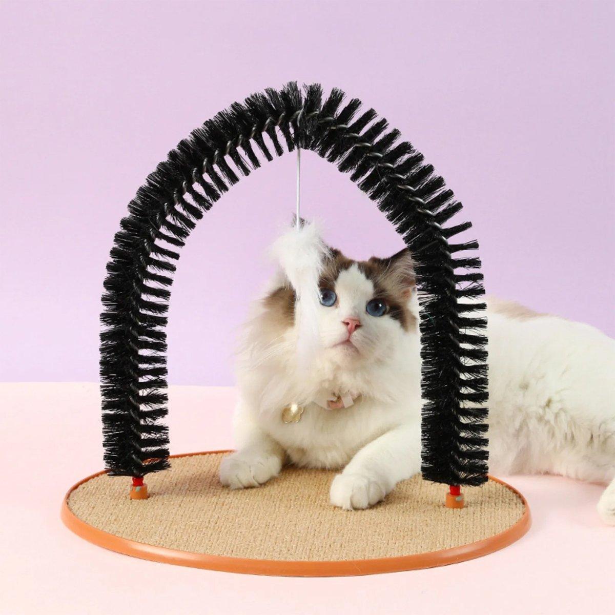 Arch Cat Scrub Brush Pet Grooming Toy Self Groomer Tickle Device for Cats