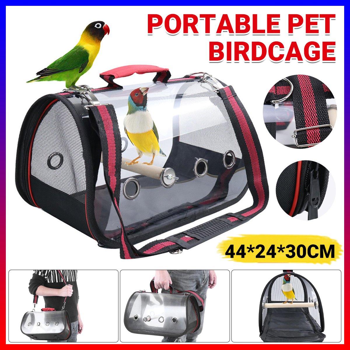 Portable Pet Bird Parrot Carrier Transparent Breathable Travel Cage