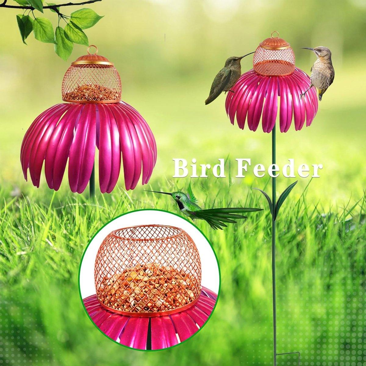 Metal Coneflower Bird Feeder for Small Birds