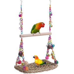 Bird Toy Parrot Toy Hammock Swing Rattan Ball Color Chain Double Layer Swing