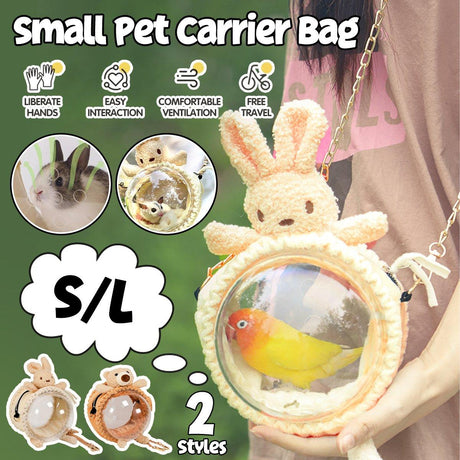 Small Pet Travel Carrier with Transparent Window and Adjustable Chain