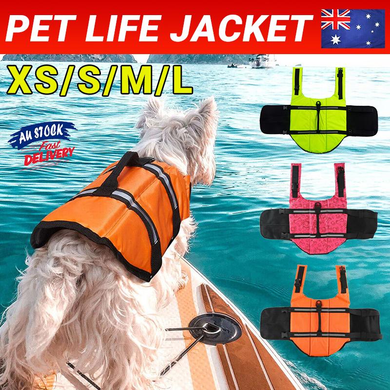 Dog Life Jacket Pet Safety Vest Swimming Boating Float Aid Buoyancy Lifesaver