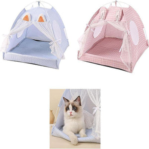 Warm Cozy Portable Pet Tent House Nest Bed Cushioned Dogs Cats Play & Sleep