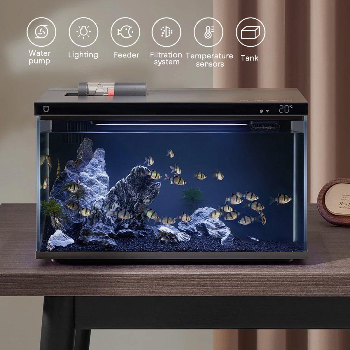 Smart Remote Control Fish Tank with Automatic Feeding for Living Room Aquarium