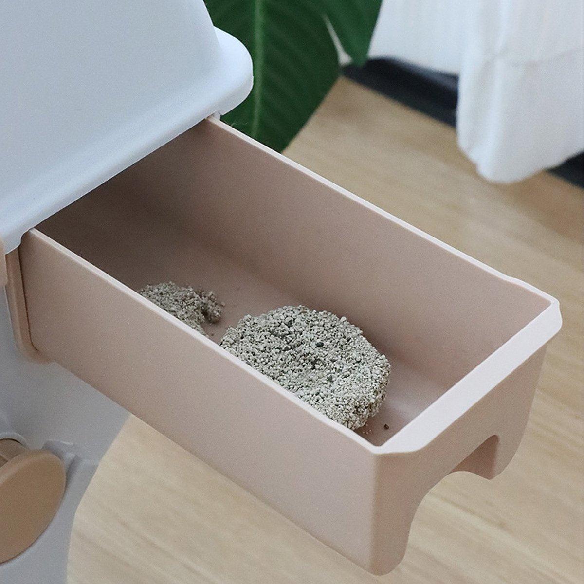 Semi Automatic Cat Litter Box Large Anti Splash Semi Enclosed Kitty Toilet