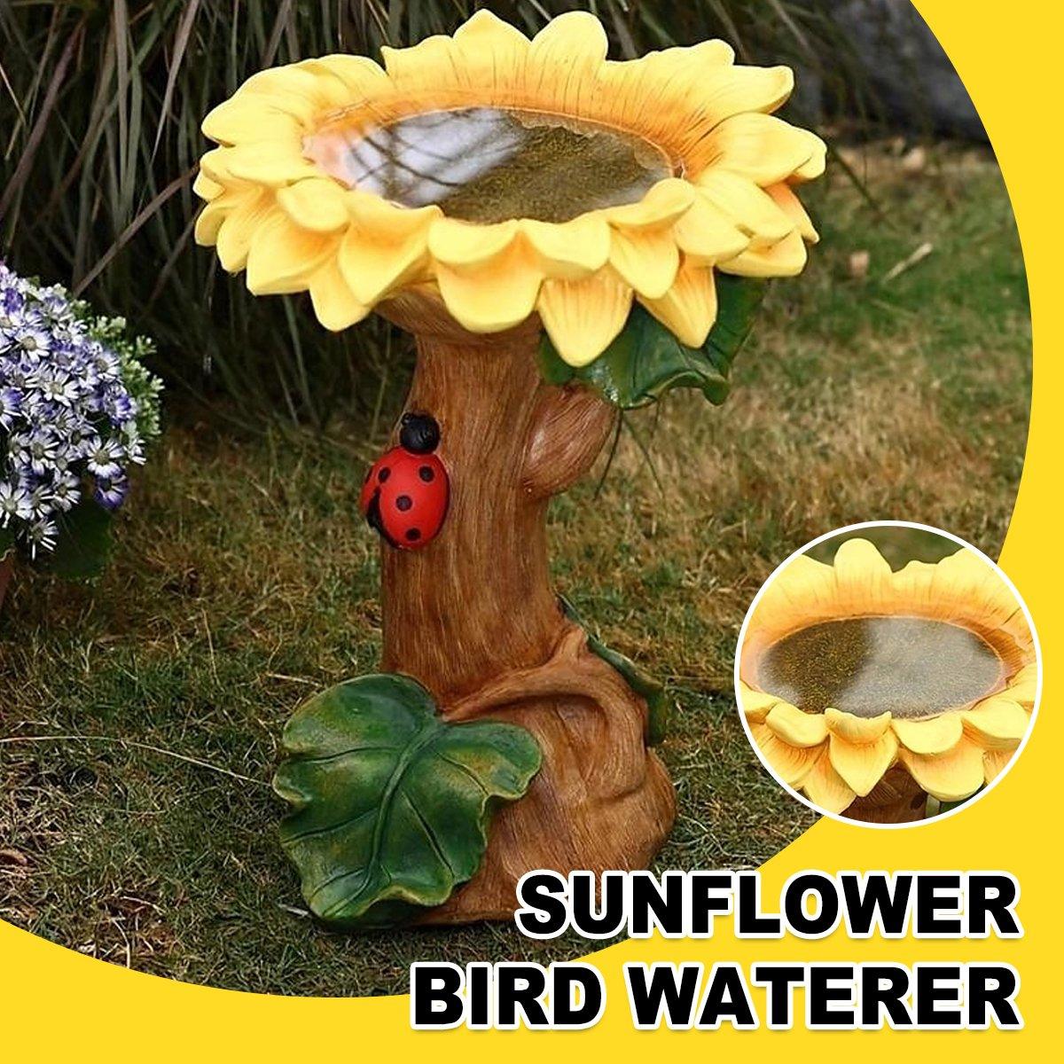 Resin Gardening Ornaments Sunflower Bird Drinker Sunflower Crafts Ornaments