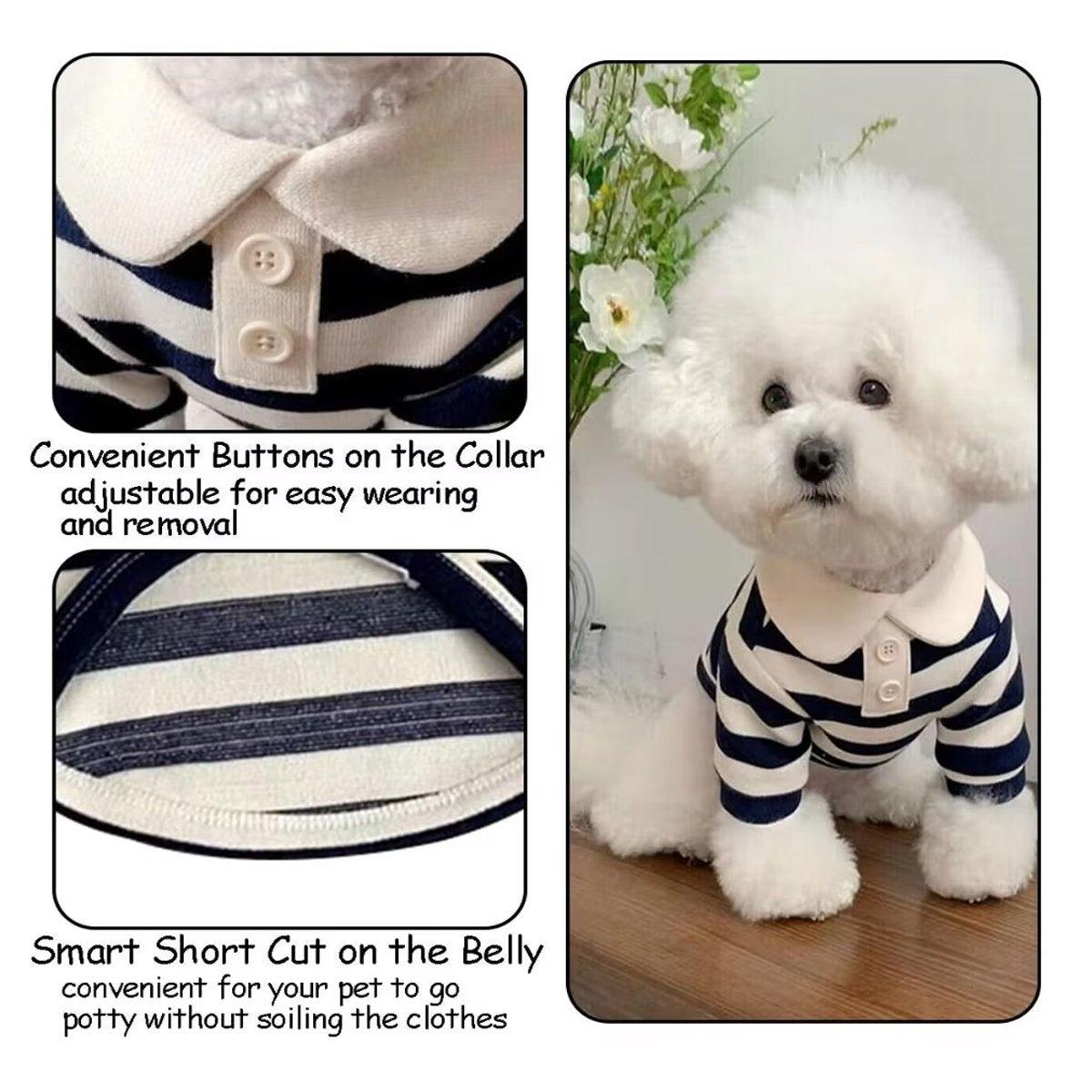 Striped Crew Neck Dog T-Shirt Fashionable Pet Outfit in Multiple Sizes